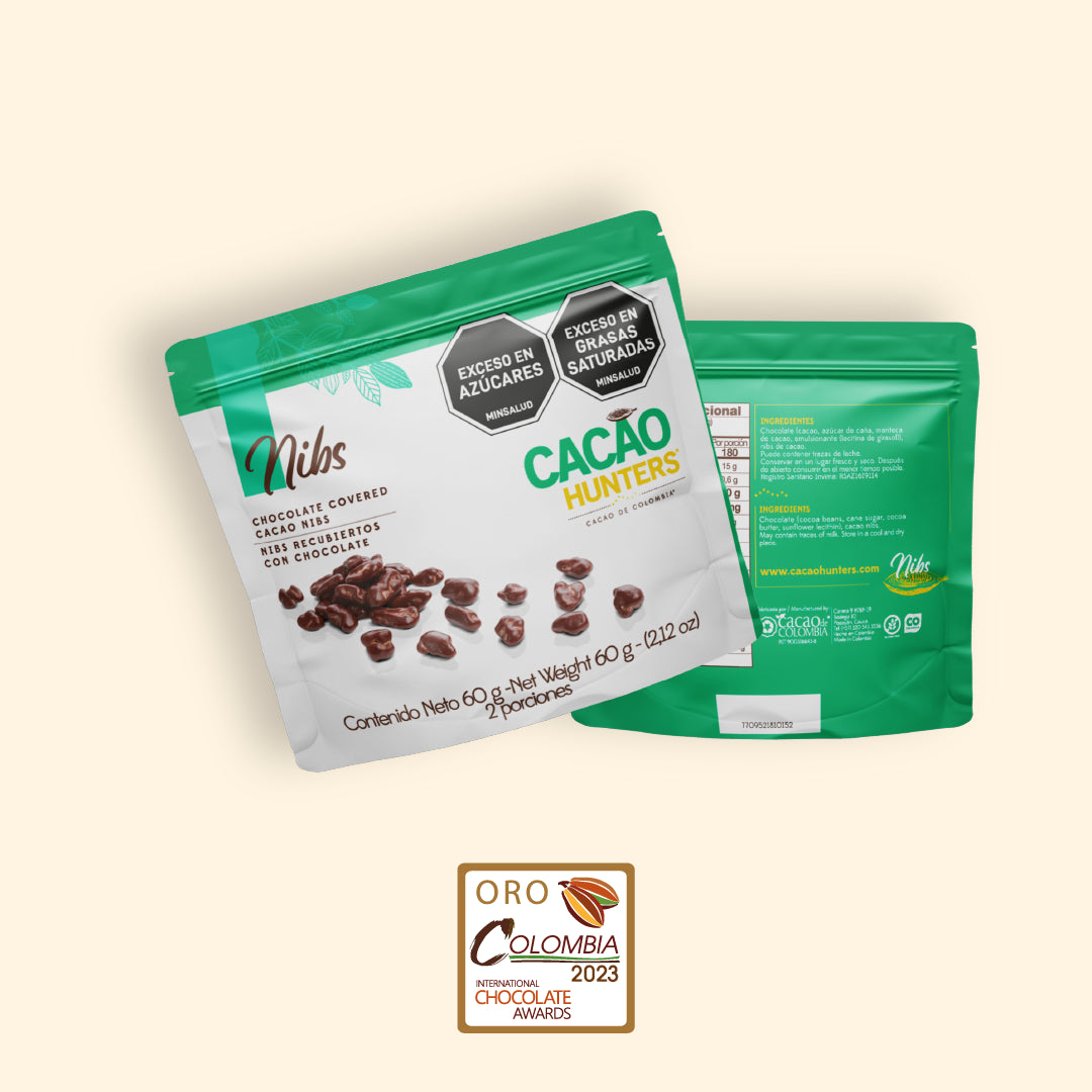 Bites Nibs recubiertos de chocolate - 60gr