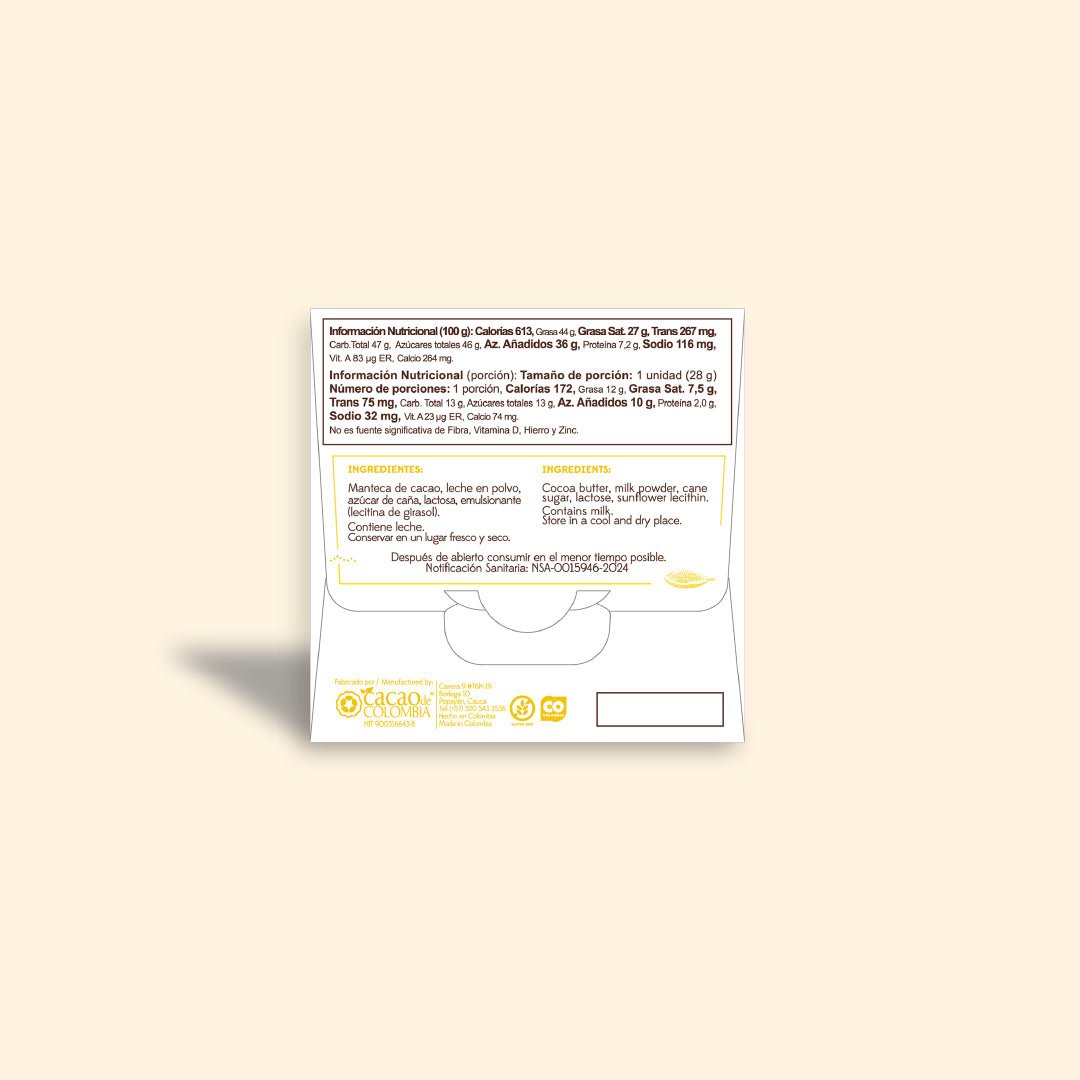 Chocolate DORADO 35% - Tableta por 28g