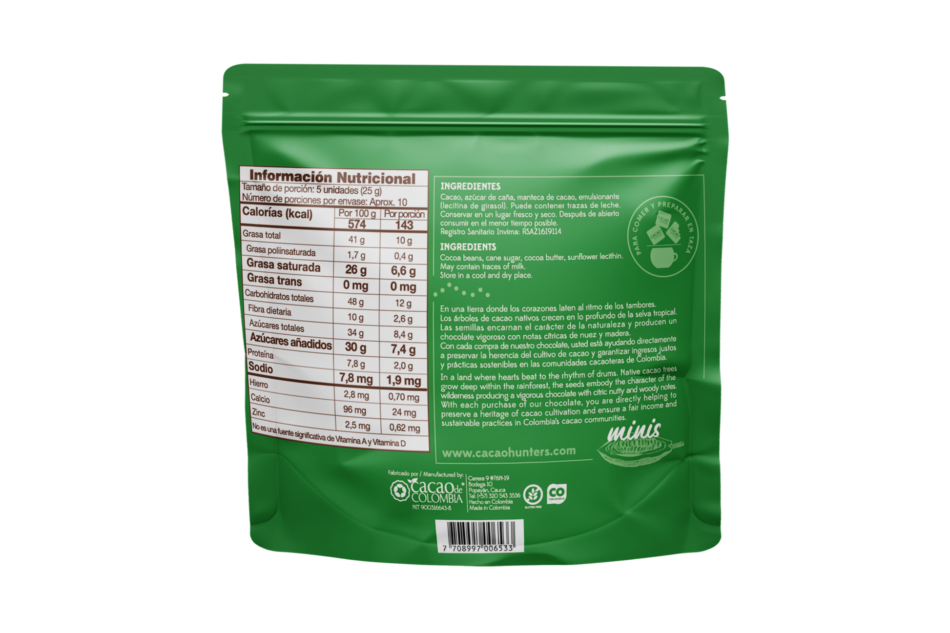 Hunters mini Tumaco 70% - 240gr