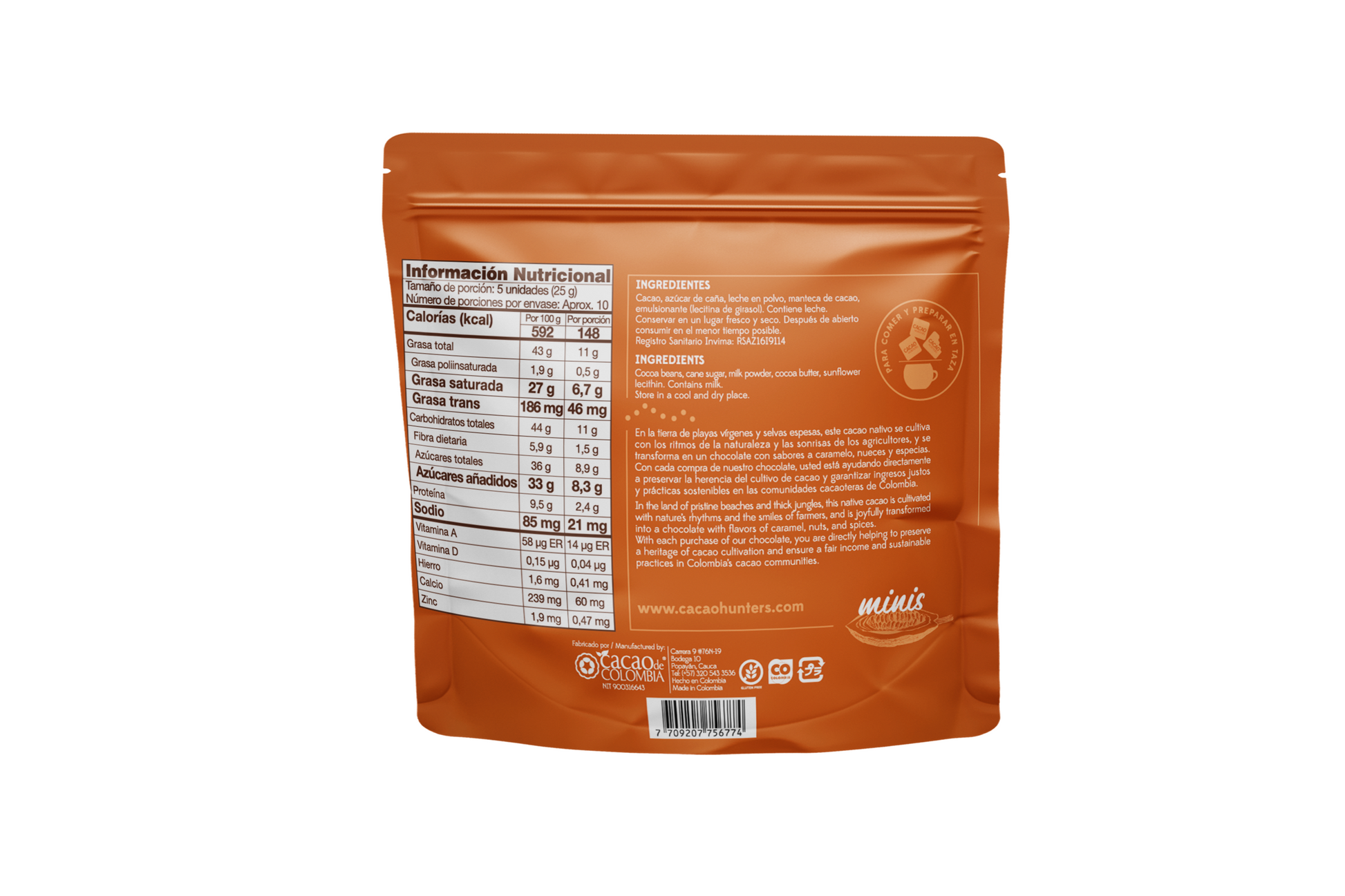 Hunters mini Tumaco Leche 53% - 240gr
