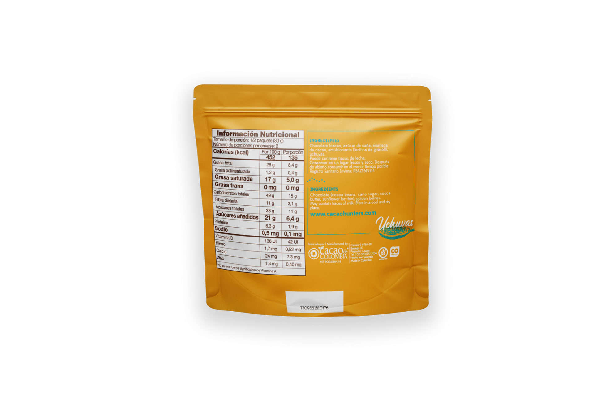 Uchuvas recubiertas de chocolate - 60gr