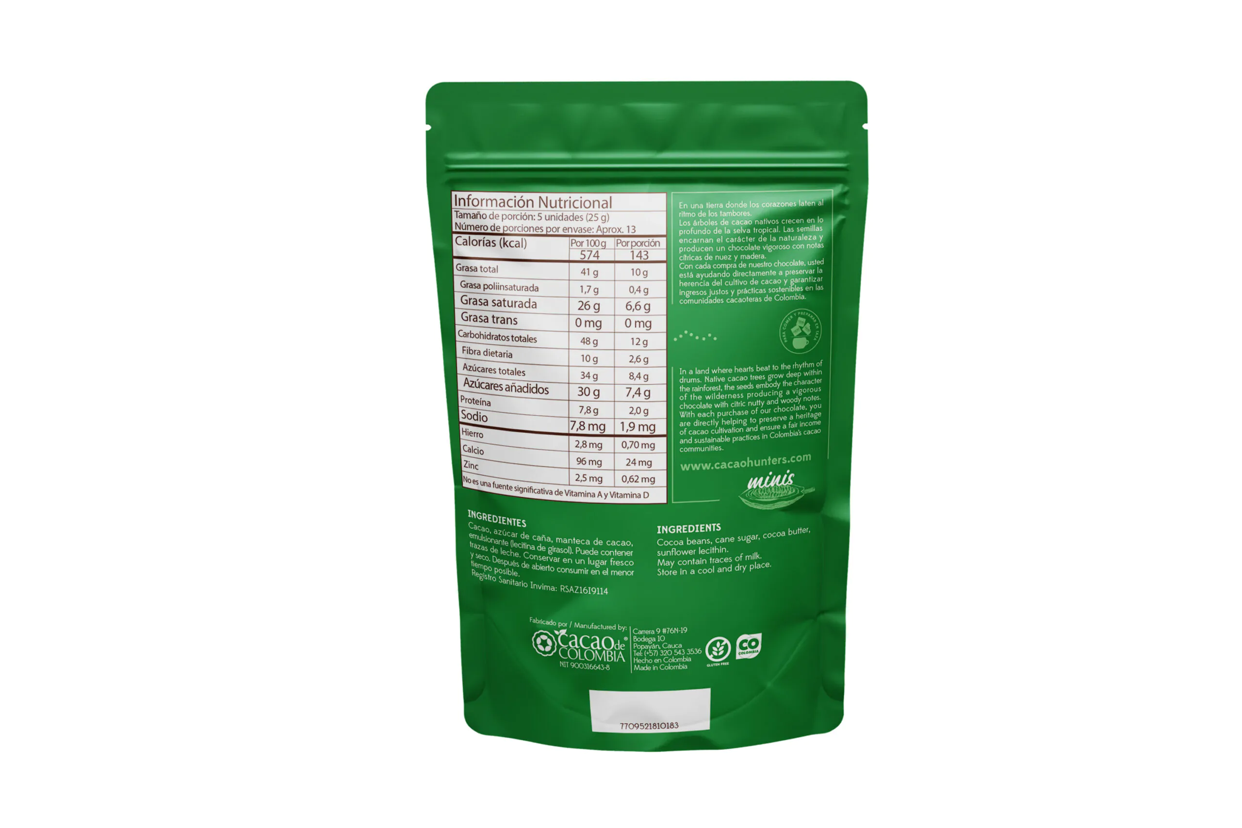 Hunters mini Tumaco 70% - 320gr - Imagen 3